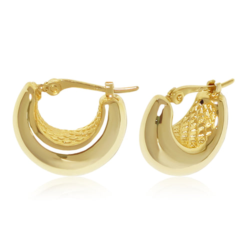 Small Puff Hoop Earrings in gold, primary view