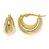 Small Puff Hoop Earrings in gold, secondary view