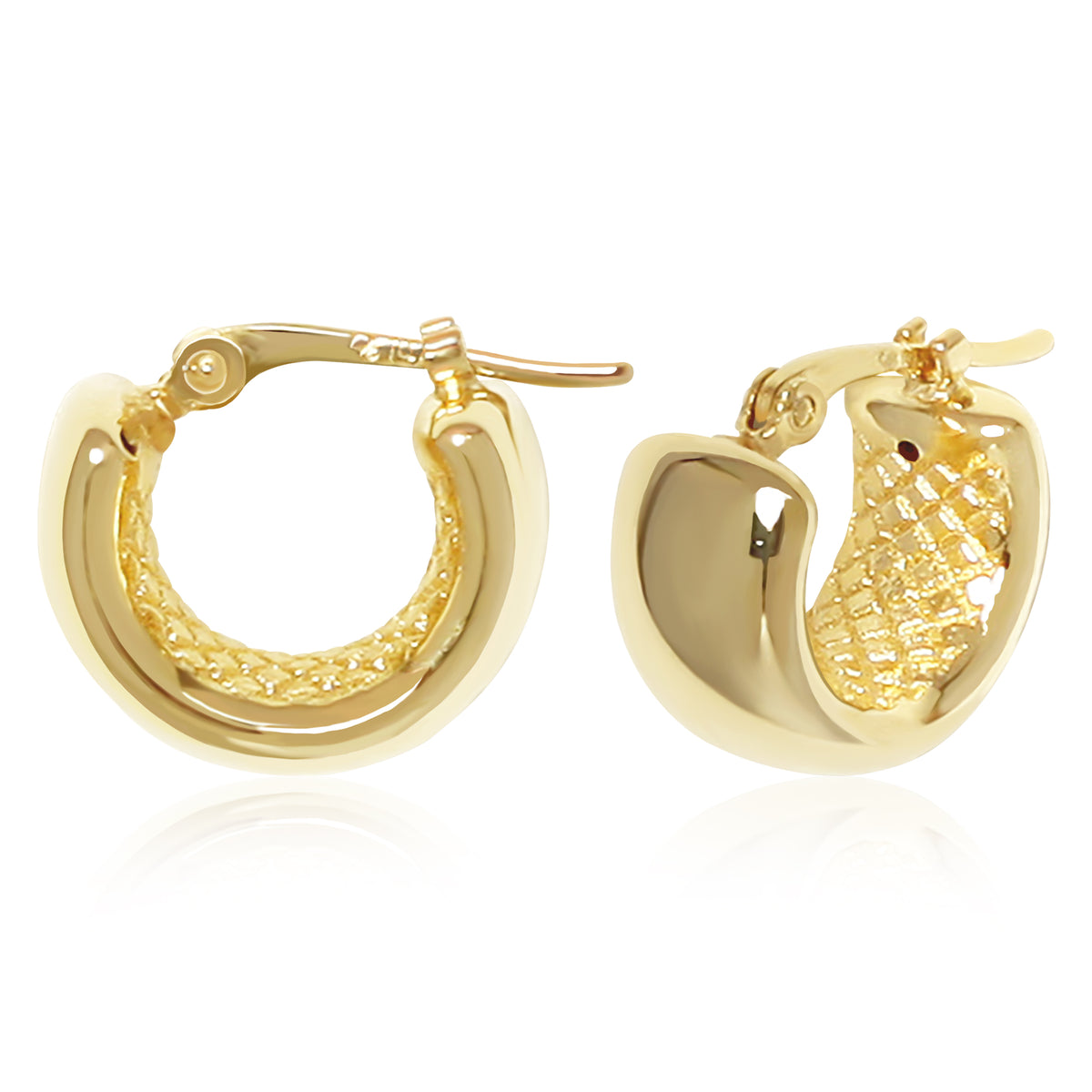 Mini Wide Band Hoop Earrings in gold, primary view