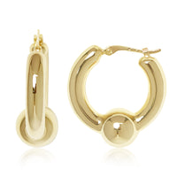 Ball Accent Hoop Earrings in gold, secondary view