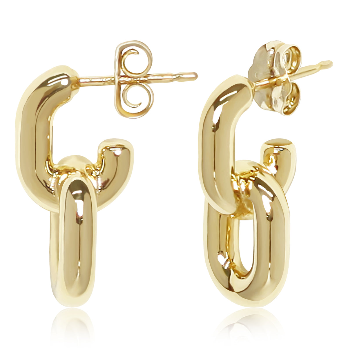 Double Link Drop Earrings in gold, primary view