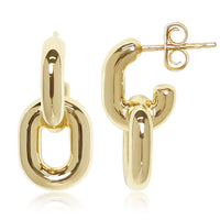 Double Link Drop Earrings in gold, secondary view