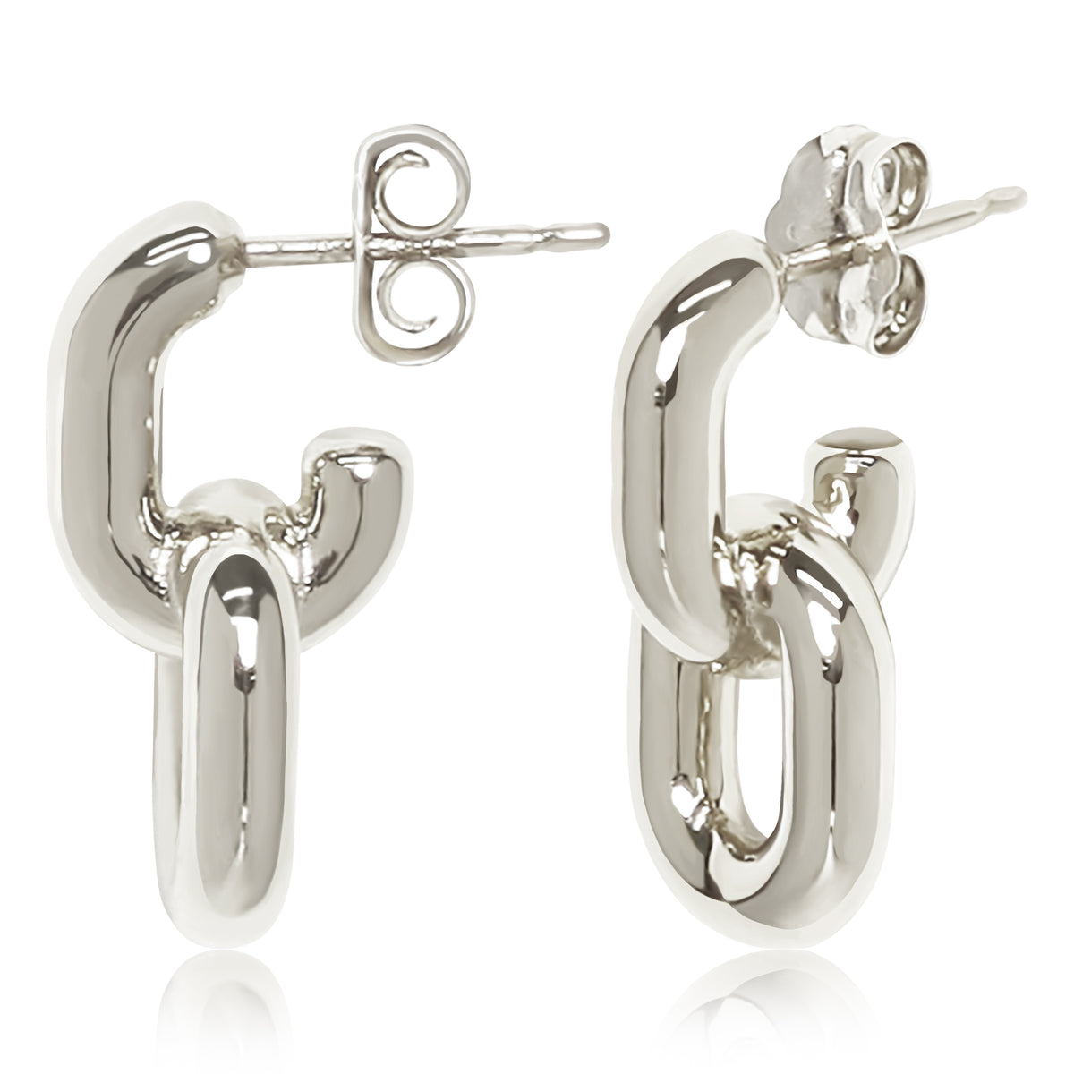 Double Link Drop Earrings in sterling silver, primary view