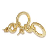 Double Circle Drop Earrings in gold, tertiary view