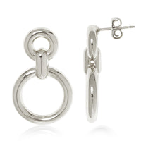 Double Circle Drop Earrings in sterling silver, primary view