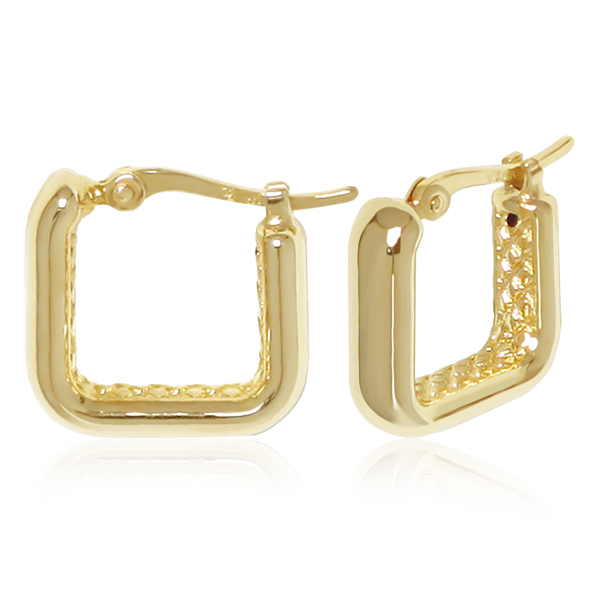 Squared Hoop Earrings in gold, primary view