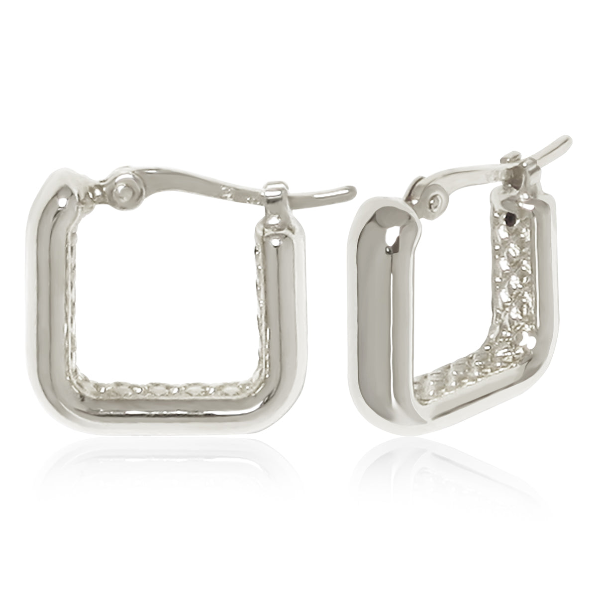 Squared Hoop Earrings in sterling silver, primary view