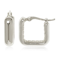 Squared Hoop Earrings in sterling silver, secondary view