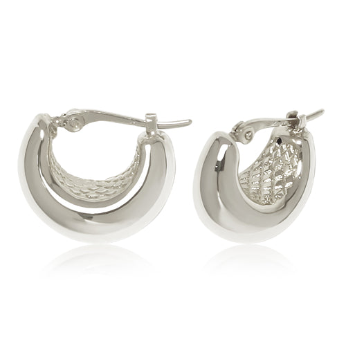 Small Puff Hoop Earrings in sterling silver, primary view