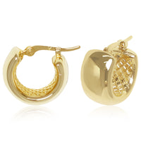 Wide Band Hoop Earrings in gold, primary view