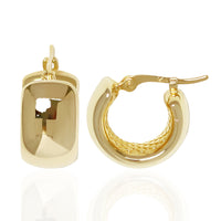 Wide Band Hoop Earrings in gold, secondary view