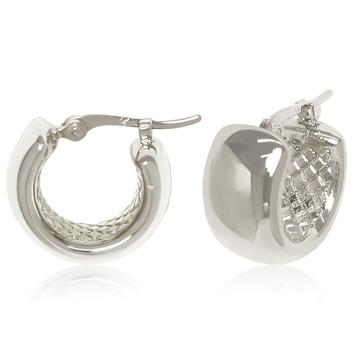 Wide Band Hoop Earrings in sterling silver, primary view