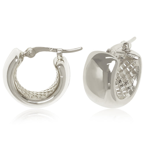 Wide Band Hoop Earrings in sterling silver, primary view