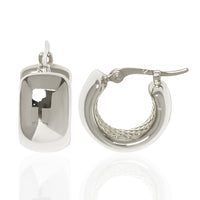 Wide Band Hoop Earrings in sterling silver, secondary view