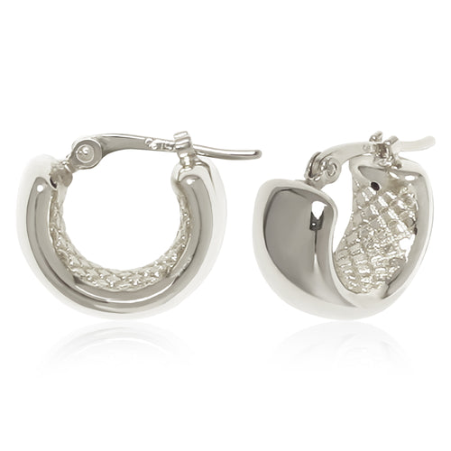 Mini Wide Band Hoop Earrings in sterling silver, primary view