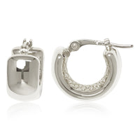 Mini Wide Band Hoop Earrings in sterling silver, secondary view
