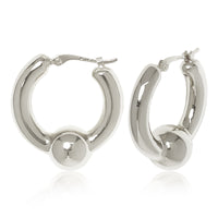 Ball Accent Hoop Earrings in sterling silver, primary view