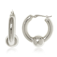Ball Accent Hoop Earrings in sterling silver, secondary view